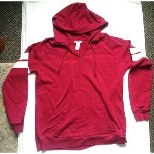 Just be Sz M Women's red Fleece Hoodie long Sleeves outdoor drawstrings adult